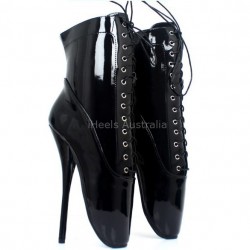 BALLET-12 Ballet Ankle Boots Oxford Lace Up 7.2" Heel