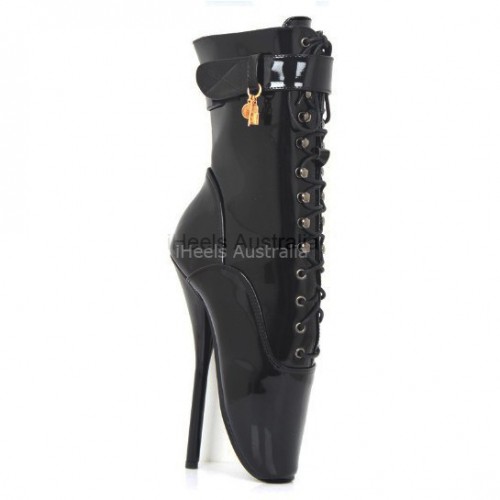 BALLET Black Ankle Boots Lock/Key Charms