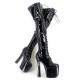 Goth Black Platform 8 Inch Block Heel Thigh High Boots