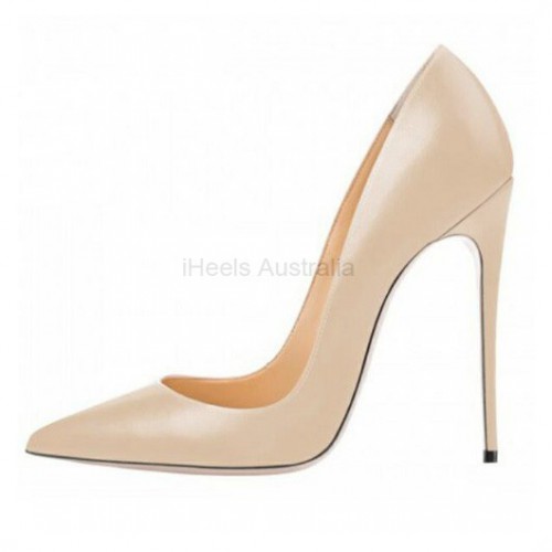 ELLIE Classic Beige Matt Pointy 12cm Stiletto Heel Pumps