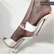 DRAG White Fetish 7 Inch High Heel Mules/Slides