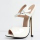 White Drag Queen Sandals Ankle Strap Fetish 7 Inch Heel