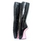 BALLET Black/Pink Wedge Knee High Boots Lace Up