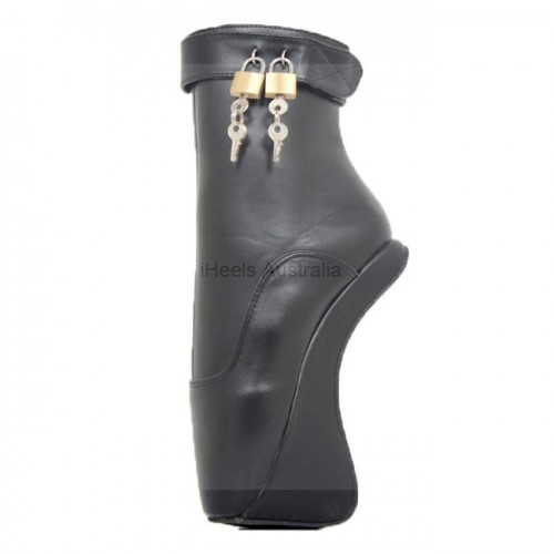 HEELLESS Black Ballet Ankle Boots Lockable