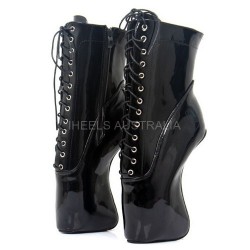 HEELLESS Black Ballet Ankle Boots Lace Up