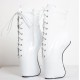 HEELLESS-W62 White Wedge Heelless Ballet Ankle Boots