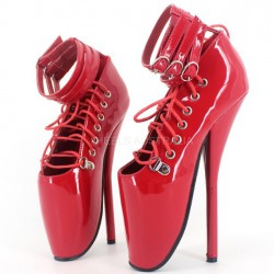 BONDAGE Red Ballet Tie 7 Inch Heels 