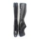 HEELLESS-W46 Black Matt Wedge Heelless Ballet Knee Boots Front Zip Up