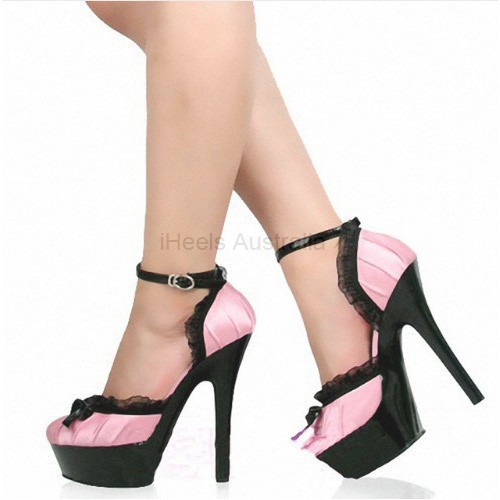 DELIGHT Pink Pleated Satin 6 Inch Platform Heels