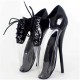 BALLET Ankle Boots Lace Up Black Patent/Clear