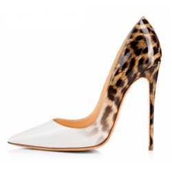 ELLIE White/Leopard 12cm Stiletto High Heels