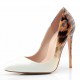 ELLIE White/Leopard 12cm Stiletto High Heel Pumps