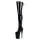 INFINITY Black 9 Inch Heel Platform Thigh High Boots Back Lace Up