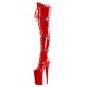 INFINITY Red Thigh High Boot Buckle Platform 9 Inch Heel
