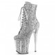 FLAMINGO Silver Glitter Filled 8 Inch Platform Heel Pole Dance Ankle Boots