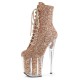 FLAMINGO Rose Gold Glitter Filled 8 Inch Platform Heel Pole Dance Ankle Boots