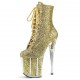 FLAMINGO Gold Glitter Filled 8 Inch Platform Heel Pole Dance Ankle Boots