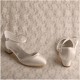 ELLEN-V819 White Satin Mary Jane Open Side Low block Heels Wedding Shoes