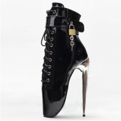 BALLET Ankle Boots Lockable Black Patent/Chrome