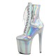 GAGA Silver Holographic Ankle Boots Platform 8 Inch Heel
