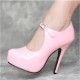 DELIGHT Pink Mary Jane 6 Inch High Heel Platform Pumps