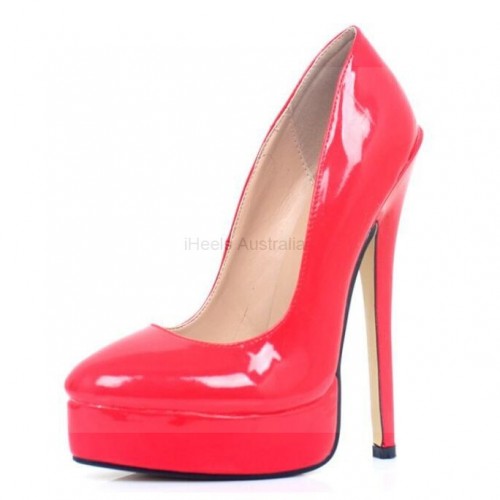 GAGA Red Fetish High Heel Drag Platform Pumps