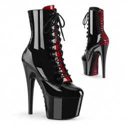 ADORE Black/Red Pole Dance Ankle Boots Lace Up