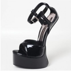 HEELLESS Black 9 Inch Pony High Heels Sandals