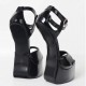 HEELLESS Black 9 Inch Pony High Heels Sandals Back