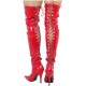 SEDUCE Sexy Red 5 Inch Heel Over Knee Boots Back Lace Up