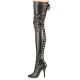 SEDUCE Sexy Black Matt 5 Inch Heel Over Knee Boots Back Lace Up