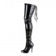 SEDUCE Sexy Black 5 Inch Heel Over Knee Boots Back Lace Up