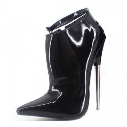 DAGGER Sexy Black 7 Inch Metal High Heel Ankle Boots