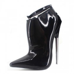 DAGGER Black Fetish 7 Inch Metal Heel Ankle Boots