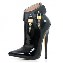 DAGGER Lockable 7 Inch High Heel Ankle Boots Twin Locks