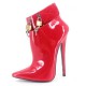 DAGGER Red Lockable 7 Inch High Heel Ankle Boots Twin Locks
