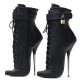 SCREAM Black Lockable Ankle Boots Fetish 7 Inch Metal Heel Pair