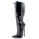 DAGGER Fetish Black 7 Inch Heel Knee High Boots Lace Up