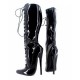 DAGGER Fetish Black 7 Inch Heel Knee High Boots Lace Up Pair