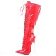DAGGER Red Fetish 7 Inch Metal Heel Knee High Boots Lace Up