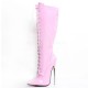 DAGGER Pink Fetish 7 Inch Metal Heel Knee High Boots Lace Up