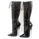 DAGGER Black Patent Fetish 7 Inch Metal Heel Knee High Boots Lace Up