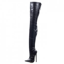 DRAG 7 Inch Heel Thigh High Boots Stretch - Plus Size