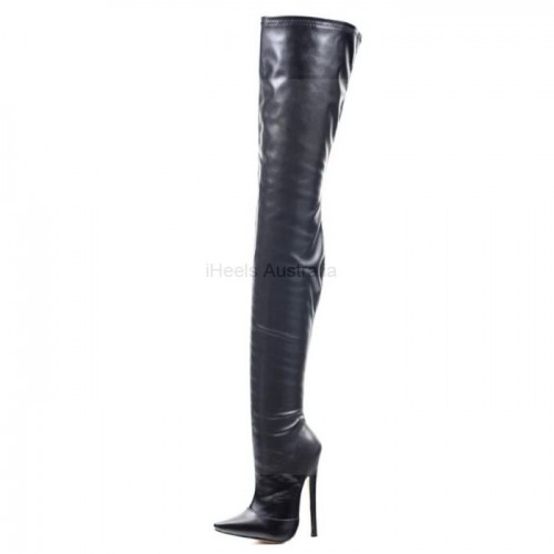 DRAG Queen Black Matt 7 Inch Thigh High Boots