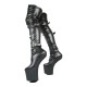 Black Matt 8 Inch Heelless Platform Boots Thigh High Buckle