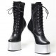 HEELLESS Pony Play Boots Ankle Lace Up Black/Silver Front