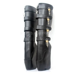 PONY Black Hoof Boots Lockable Knee High 4 Locks