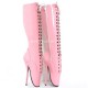BALLET Pink Knee High Boots Oxford Lace Up