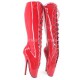 BALLET Red Knee High Boots Oxford Lace Up