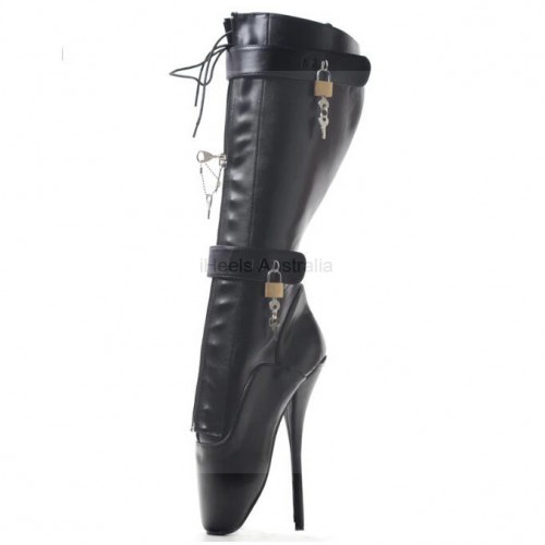 BALLET Knee High Boots Lockable Black Two Locks